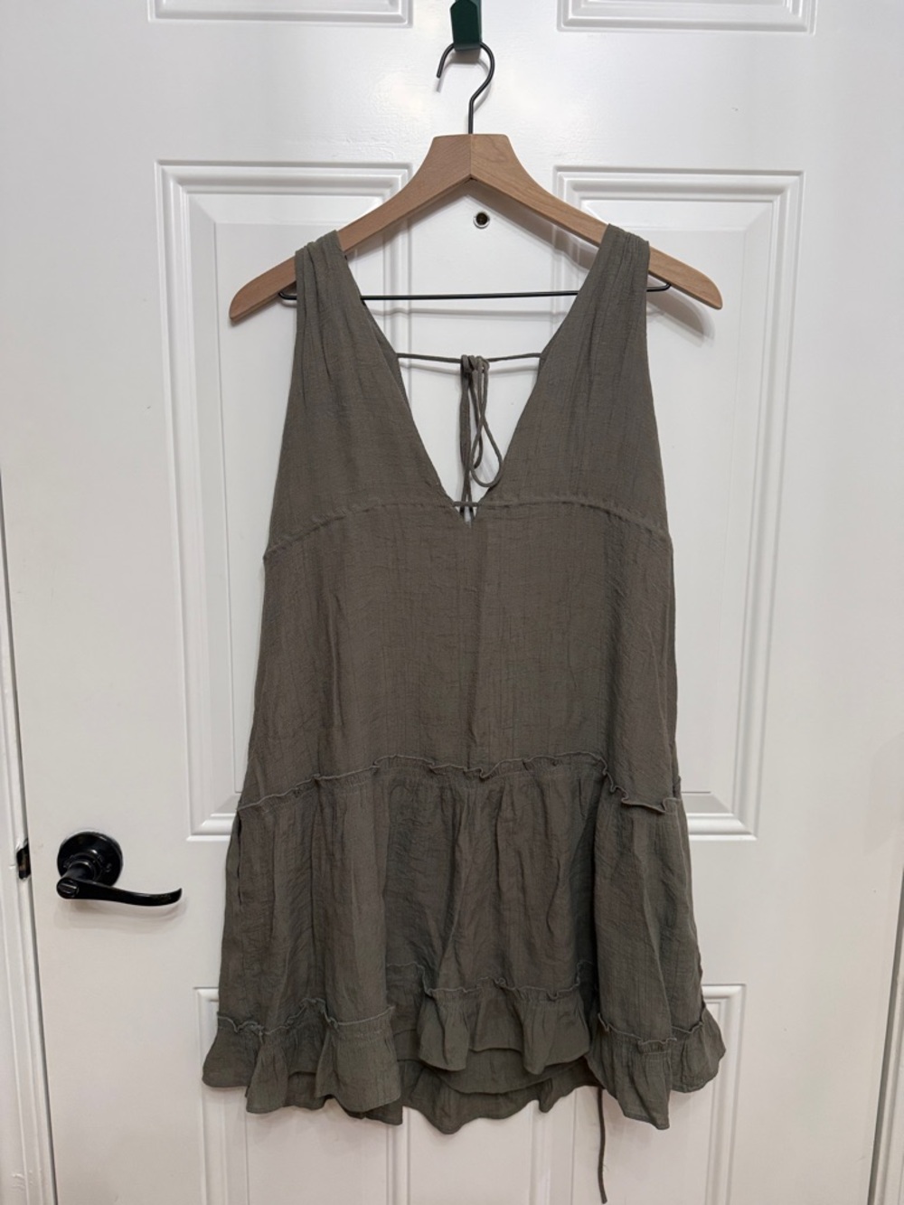 Wishlist Olive Tiered V-Neck Mini Dress